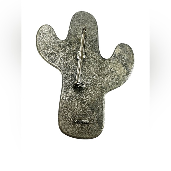 VTG  JJ 1988 SOUTHWESTERN CACTUS COYOTE HAT STAMPED PWETER BROOCH EARRINGS LOT - Picture 6 of 8